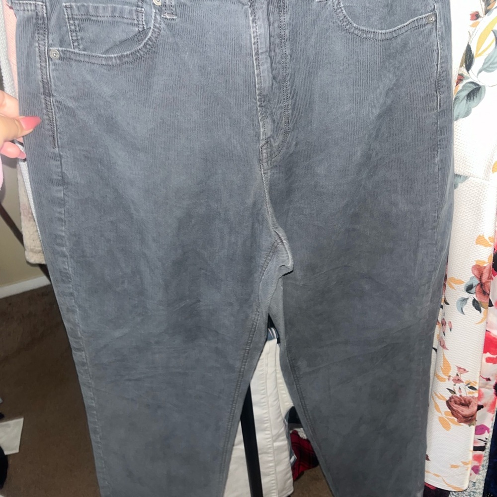 American Eagle Outfitters Women's Gray Corduroy Straight Leg Pants